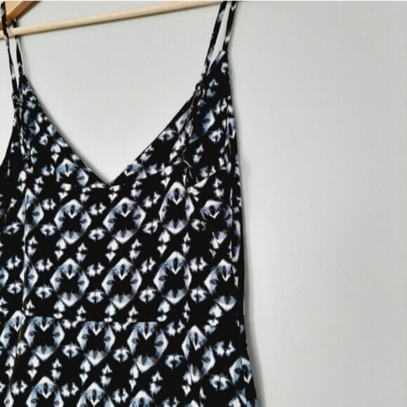 H&M New Tie-Dye Floral Print Summer Dress Blue & White Tank Top Straps Sz L - Picture 13 of 16